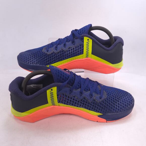 Nike Metcon 6 Lace UP Athletic Running Shoe Mens Size 8 CK9388-400 Blue Orange - Picture 5 of 10